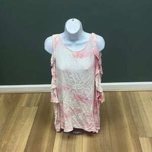 Pink and White Ruffled Tank Top